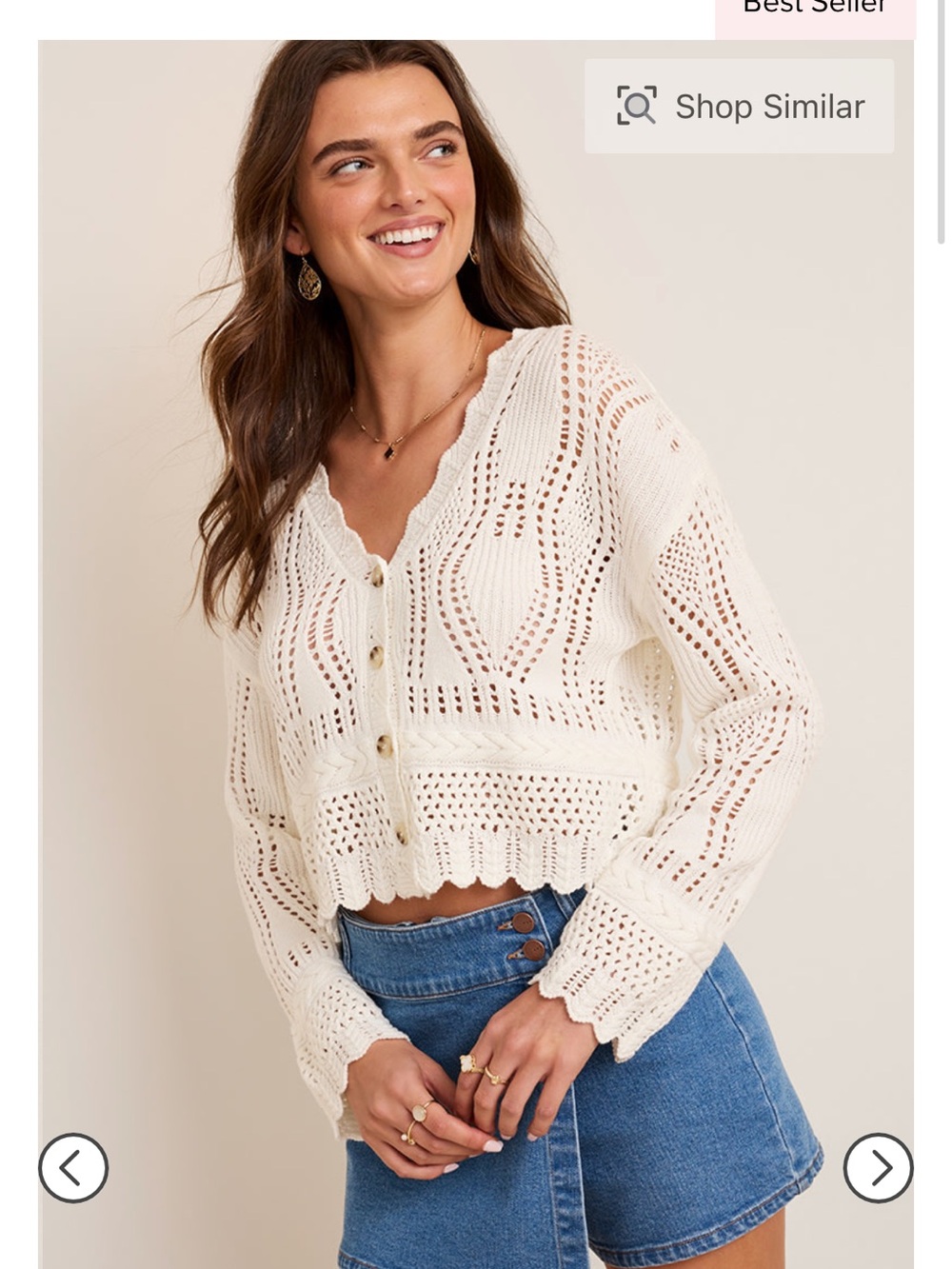 Francesca’s Amy Pointelle Button Down Cardigan